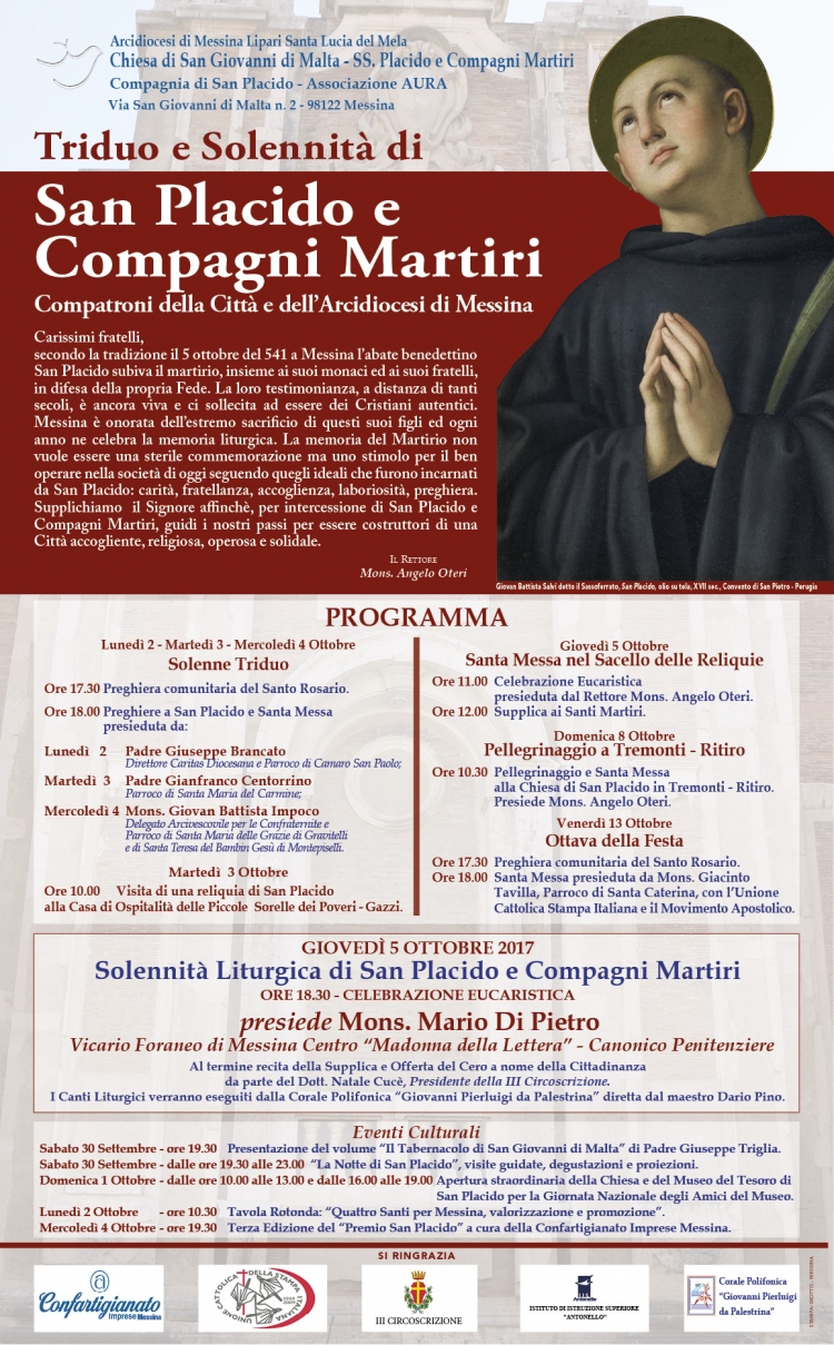 Messina: Chiesa di San Giovanni di Malta - Domani l&#039;Ottava di San Placido con i giornalisti cattolici