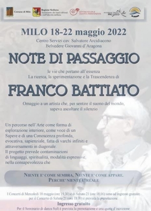 Dal 18 al 22 maggio il Comune di Milo ricorda Franco Battiato nel primo anniversario della scomparsa