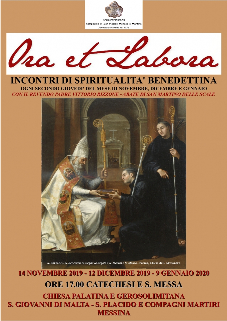 Incontri con la spiritualita&#039; benedettina. Alla chiesa di San Giovanni di Malta  da oggi 14 novembre ore 17.