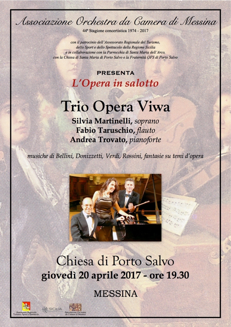 Messina - giovedì 20 aprile alle ore 19,30, presso la chiesa di Porto Salvo (fronte Fiera), l’Associazione Orchestra da Camera di Messina propone “L’Opera in salotto”.