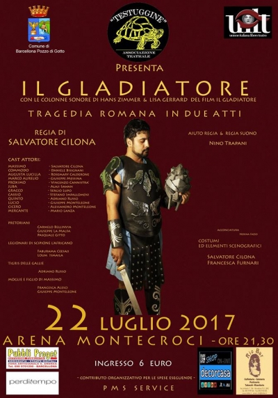 IL GLADIATORE RITORNA A BARCELLONA POZZO DI GOTTO All’Arena “Michele Stilo” il 22 luglio la replica dopo la scorsa estate