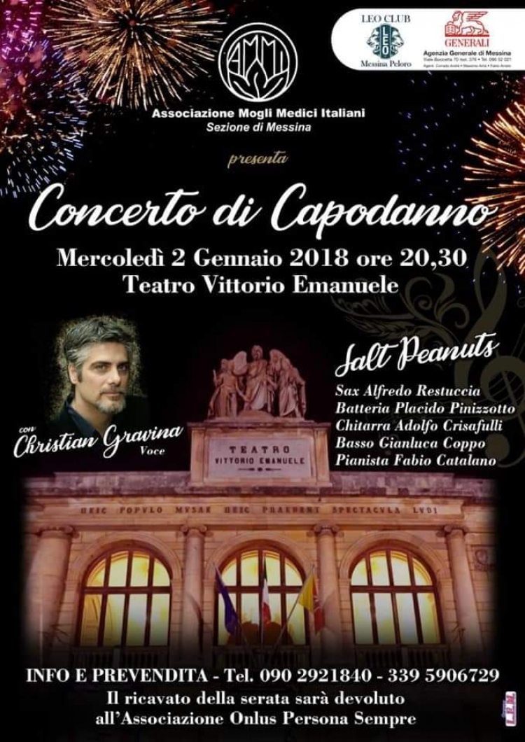 Concerto di Capodanno 2 gennaio Pro charity al Teatro  Vittorio Ore 20.30