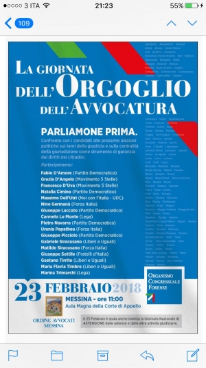 Presso il Palazzo di Giustizia a Messina. La giornata dell&#039;orgoglio con i candidati  potenziali rappresentanti in Parlamento