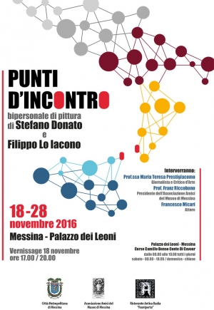 Mostra d’arte personale di Filippo Lo Iacono in tandem con Stefano Donato Mediterraneo e poesia al Palazzo delle Aquile ex provincia regionale di Messina 18 novembre