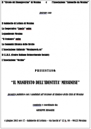 “IL MANIFESTO DELL’IDENTITA’ MESSINESE”