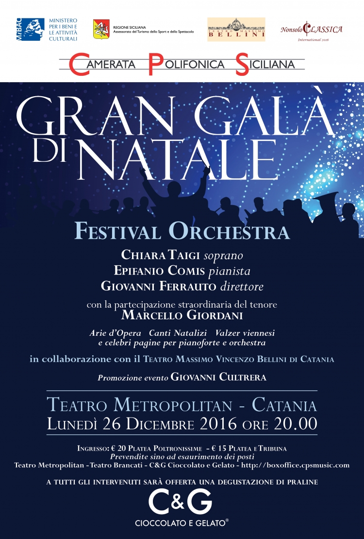 Metropolitan di Catania 26 dicembre con Chiara Taigi bel canto con gusto Vienna e brani della tradizione del Natale con soprano d&#039;eccellenza