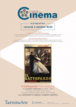 Taormina Arte nella Casa del Cinema i film che hanno fatto Storia Il Gattopardo il 4 ottobre.