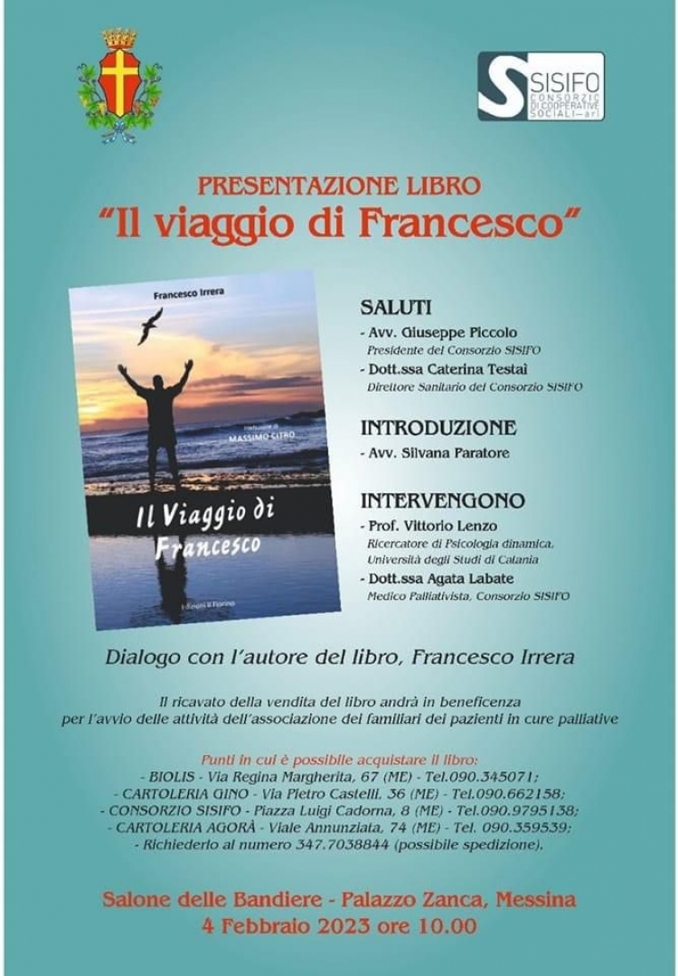 l libro Il viaggio di Francesco  In vendita per beneficenza presso diverse cartolerie di Messina