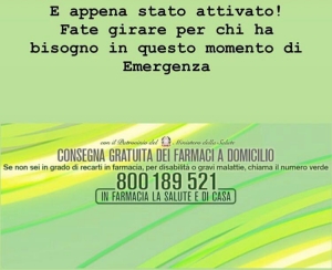 Consegna di farmaci gratuiti a domicilio.