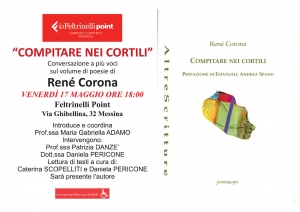 Messina - Introduce e coordina la poetessa docente Maria Gabriella Adamo  per la presentazione del libro di poesie di Rene&#039; Corona  17 maggio Feltrinelli point