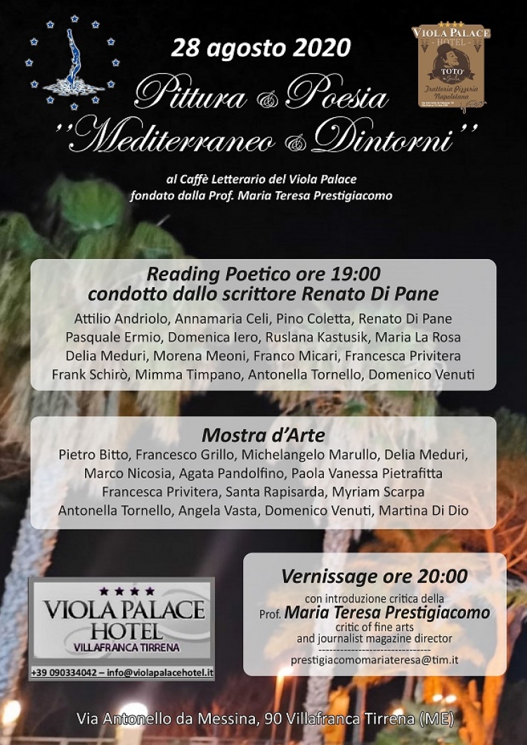 Continua la Mostra d’arte al Viola Palace Hotel ( sino al 28 ottobre) Partecipazione straordinaria di Vasta Privitera Marullo Pietrafitta e Francesco Grillo