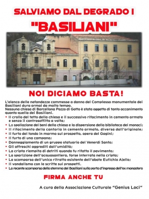 Raccolta di firme per la salvaguardia dei Basiliani di Barcellona Pozzo di Gotto