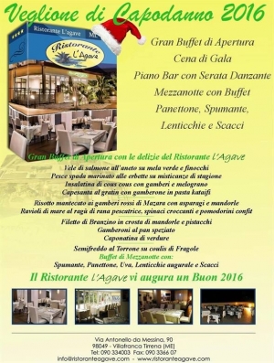 VILLAFRANCA TIRRENA (ME) - RISTORANTE L&#039;AGAVE -  VEGLIONE DI CAPODANNO 2016