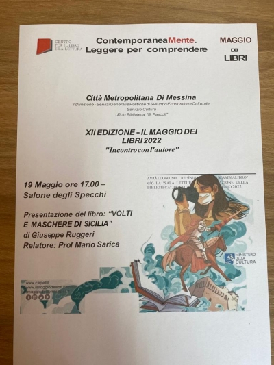 Libro di Pippo Ruggeri Oggi 19 maggio Salone degli Specchi a Messina,ore 17.00