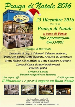 VILLAFRANCA TIRRENA (ME) - RISTORANTE L&#039;AGAVE - PRANZO DI NATALE 2016