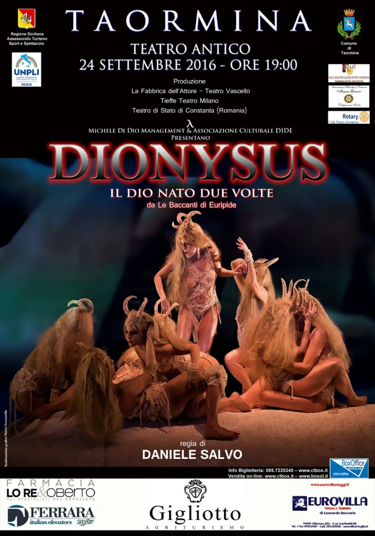 24 settembre al Teatro Antico a Taormina:il mito ed il fascino di Dioniso.