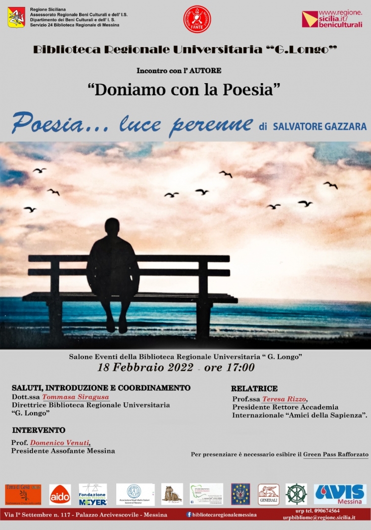 Messina -  Giorno 18 alle ore 17,00  BiBLIOTECA Regionale Universitaria  La Poesia di Salvatore Gazzara