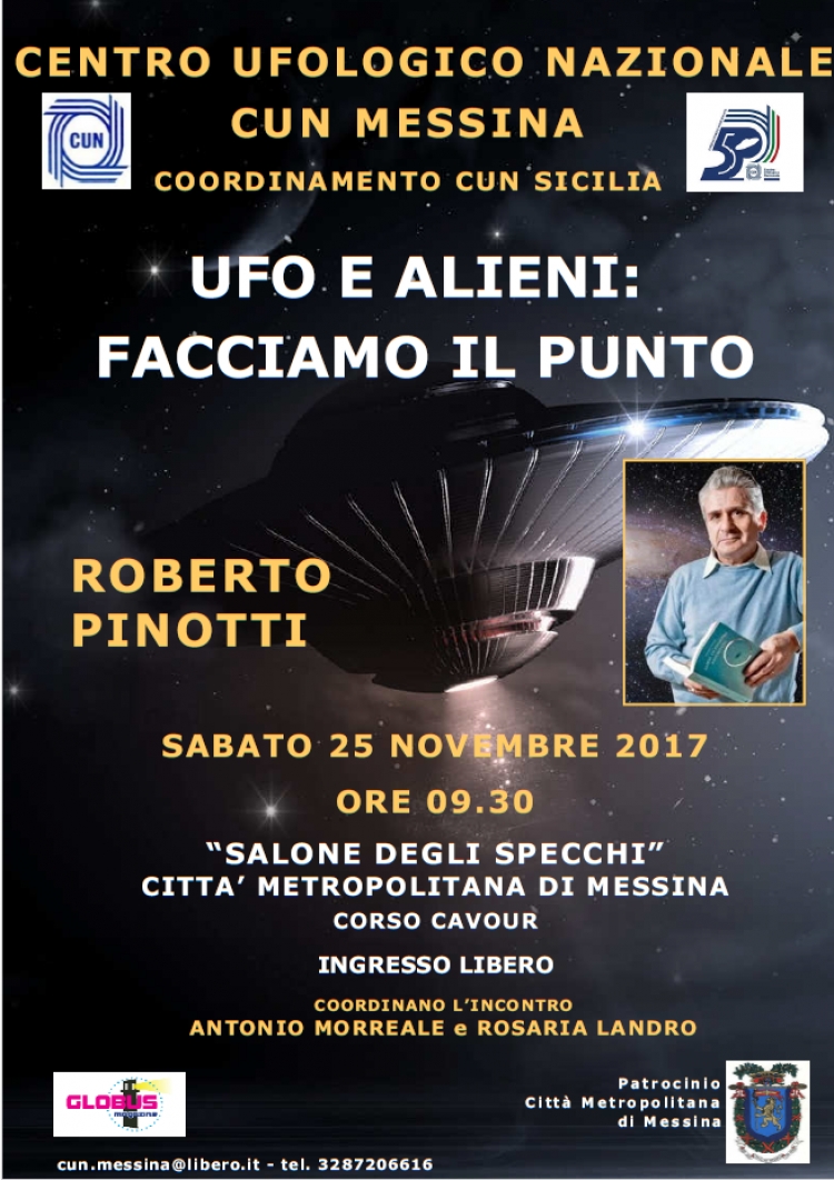 Messina: Convegno del Centro Ufologico Nazionale con la presenza dell’ufologo Roberto Pinotti